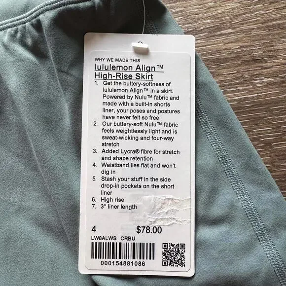 Lululemon Align Skirt High Rise Crater Blue Size 4 NWT - Picture 3 of 6